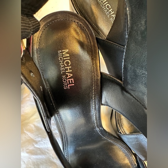 Michael Kors Black Leather Women's Platform Heels - Picture 6 of 8